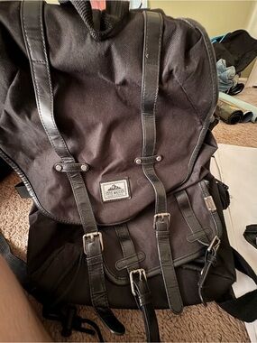Steve Madden Black Canvas Buckle Backpack for Men